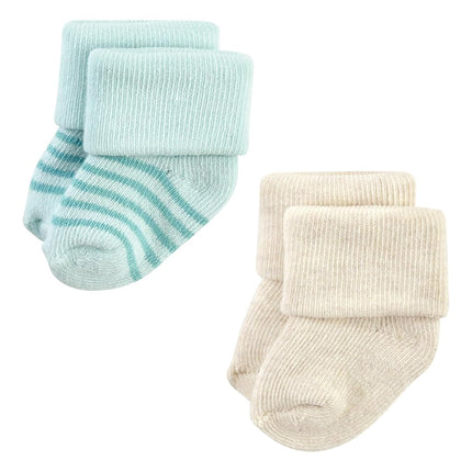 Hudson Baby Chaussettes en éponge et en coton riches unisexe pour nouveau-né, rayures sarcelle et marron, 6-12 mois, rayures sarcelle et marron, 6-12 mois