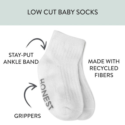 HonestBaby Chaussettes confortables multipack fabriquées de manière durable pour bébés, tout-petits, enfants garçons, filles, unisexe, hommes et femmes, lot de 10, blanc, 6-12 mois