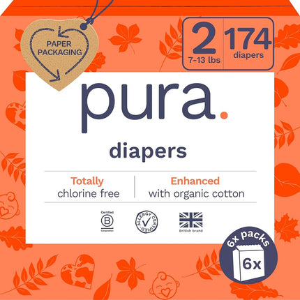 Pura Hypoallergenic Diapers Size 2 (7-13 lbs) Mont