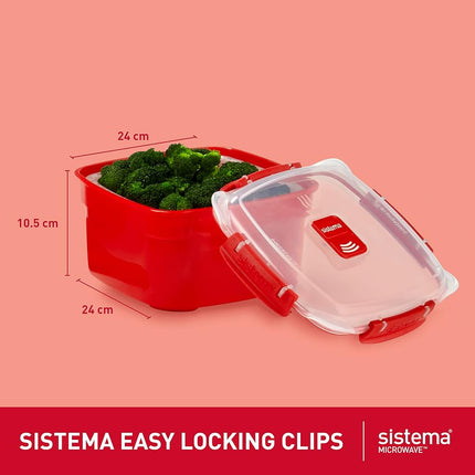 Sistema Microwave 3.2L Large Microwave Steamer, Red