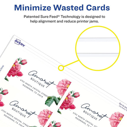 Avery Printable Business Cards, Inkjet Printers, 1,000 Cards, 2 x 3.5, Clean Edge, Heavyweight (8870)