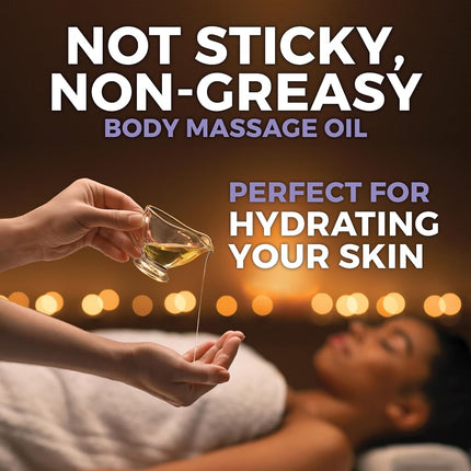 Organic Massage Oil with Lavender Scent (8 fl. oz.) - Non-Greasy Lavender Body Oil with Mess-Free Pump, Perfect for Sleep and Relaxation, Certified Organic and Non-GMO, 237 mL