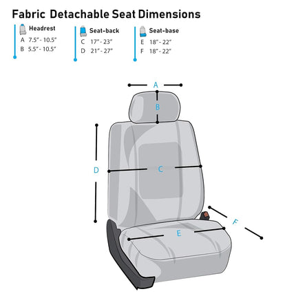 Funda de asiento de tela FH GROUP para asientos delanteros de cubo, funda de asiento de 1 pieza, ajuste universal, compatible con airbag, fundas de asiento para SUV, furgoneta, gris