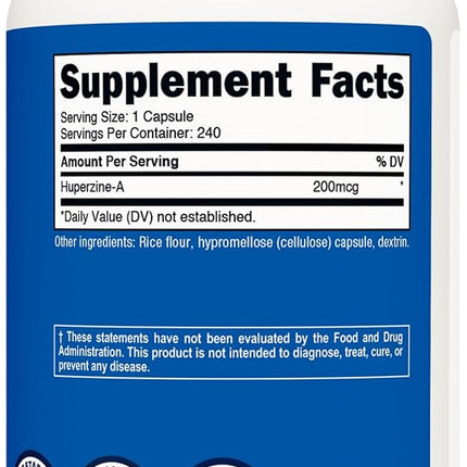 Nutricost Huperzine A Capsules 200 mcg, 240 Capsules - Non-GMO, Vegetarian Friendly