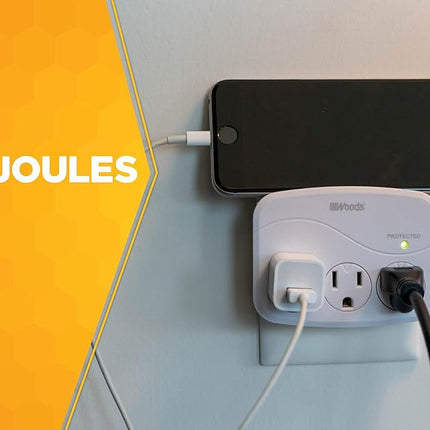 Woods 41034 Surge protector with 3 powers, 3 sockets 1000J protection