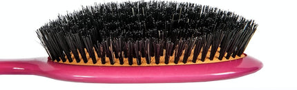 Rock & Ruddle Natural Pure Boar Bristle Hair Brush for Women & Kids (Small/Travel Size, 17.5cm) - Wet & Dry Hair, Detangling Smoothing Blowdrying - Designed & Made in UK - Black and White Stripes