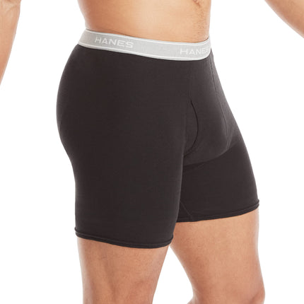 Hanes Men's Tagless Boxer Briefs, 6 Pack, Dyed, Black/Grey, S