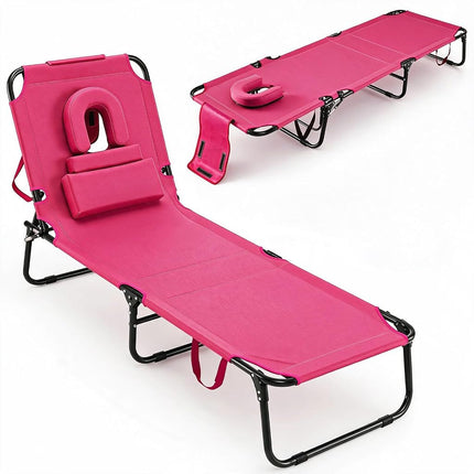 GYMAX Tanning Chair, 330lbs Beach Lounge Chair wit