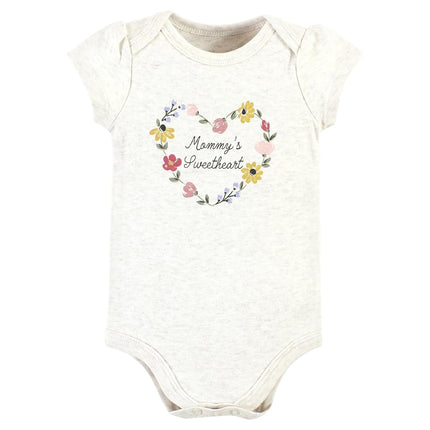 Hudson Baby Lot de 3 bodies en coton pour bébé unisexe, motif floral peint doux, nouveau-né