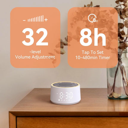 Dreamegg D1 Nova, 3 in 1 White Noise Machine, Alarm Clock with Light, White