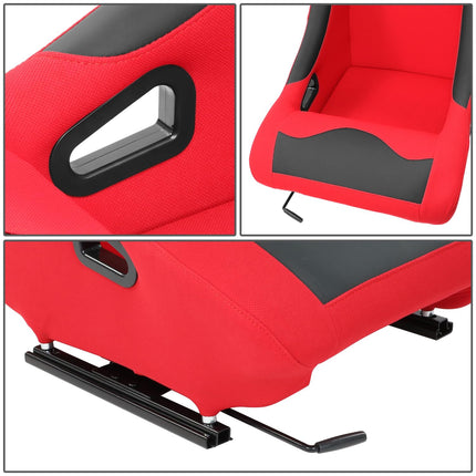 DNA MOTORING Asientos de competición universales de respaldo fijo con deslizadores de montaje inferior, 21.5" An. X 22" Pr. X 36" Al., Rojo/Negro, RS-JBR-008-RD
