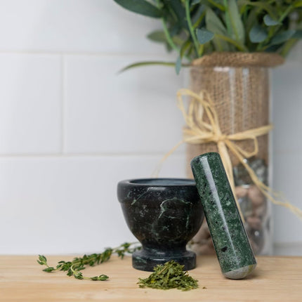 Fox Run Marble Mortar and Pestle, Green, 3"