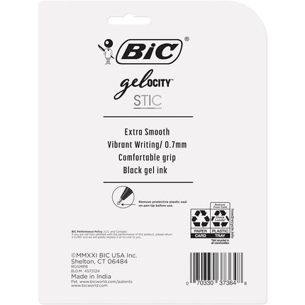 BIC Gel-ocity Gel Stic Black Gel Pens, Medium Point (0.7mm), 8-Count Pack, Smooth Writing Gel Pens With Comfortable Grip