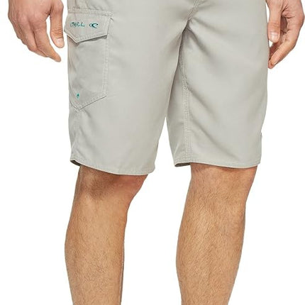 O'NEILL Men's 21 Inch Solid Boardshorts-Water Resistant Swim Trunks for Men with Quick Dry Stretch Fabric and Pockets, Light Grey, 31