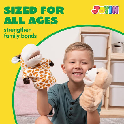 JOYIN Animal Friends Deluxe Kids Hand Puppets with Working Mouth (Pack of 6) for Imaginative Play, Toddler Animal Plush Toy, Birthday Gifts