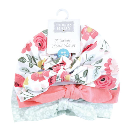 Hudson Baby - Turbans en Coton pour Bébé Fille, 0-24 Mois, Motif Végétal Moderne, 0-24 Mois