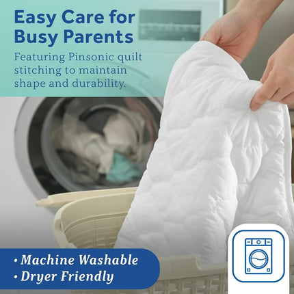 Sealy Baby Stain Protection Waterproof Crib Mattress Protector Cover, Fitted Toddler Bed Pad, Protective Sheet for Boys and Girls Bedding, Noiseless & Machine Washable/Dryer Friendly 52x28 - White