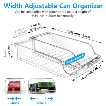 BingoHive Refrigerator Organizer and Storage Width Adjustable Can Organizer