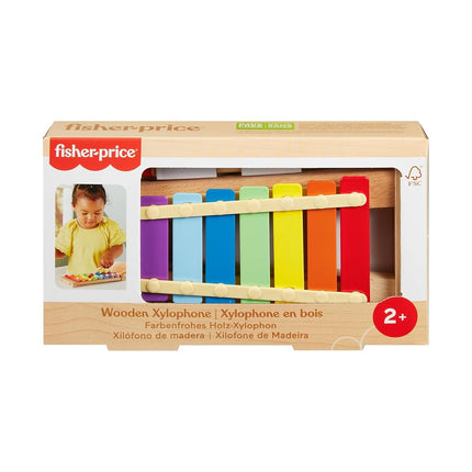 Fisher-Price Wood Toddler Toy Xylophone, Wooden Musical Instrument for Developmental Play Preschool Kids Ages 2+ Years, HXV13