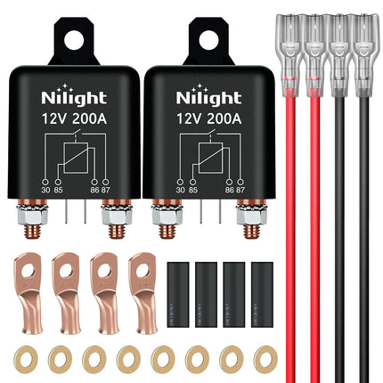 Nilight 2PC 200A Starter Relay 4 Pin Split Charge 