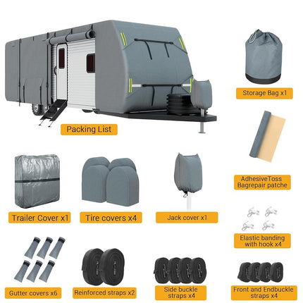GarveeTech Travel Trailer RV Cover 27-30 FT, Upgraded 7 Layers Top Camper Cover, Heavy Duty Motorhome Covers Windproof Waterproof and Anti-UV Camping Travel Covers