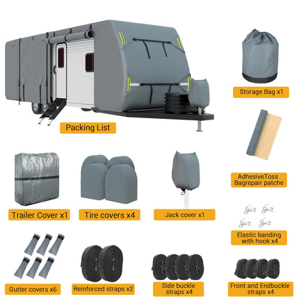 GarveeTech Travel Trailer RV Cover 27-30 FT, Upgraded 7 Layers Top Camper Cover, Heavy Duty Motorhome Covers Windproof Waterproof and Anti-UV Camping Travel Covers