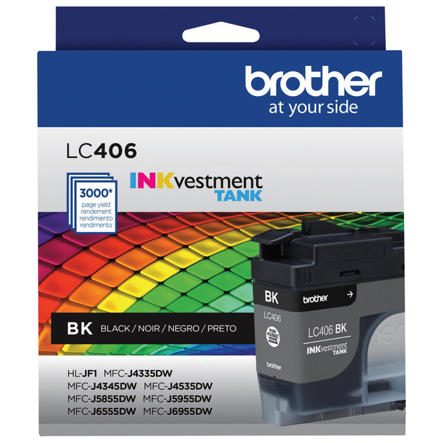 Cartucho de tinta Brother original LC406BK negro de rendimiento estándar INKvestment Tank