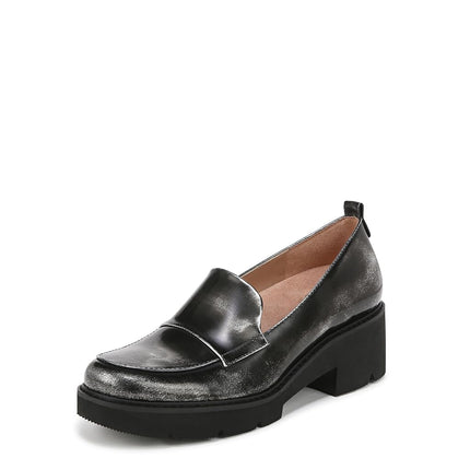 Naturalizer Women's Classic Loafer, Black/Silver, 9.5 Wide