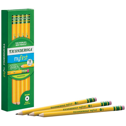 Ticonderoga My First Primary Size #2 Beginner Pencils, Box of 12, Yellow (33312)