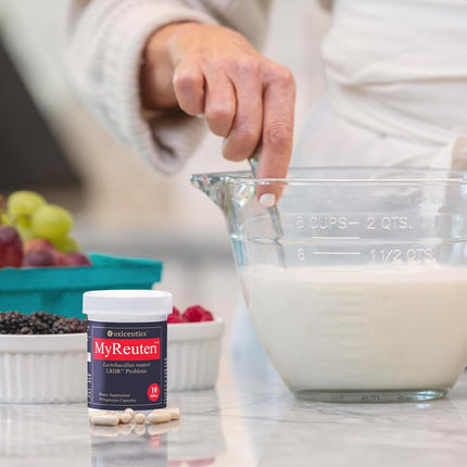 MyReuteri™ 10 Billion CFU Probiotic – Foundational-Strength L. reuteri LRDR™ + FOS Prebiotic – by Dr. William Davis – Makes Yogurt-Like Superfood – 30 Veg Capsules