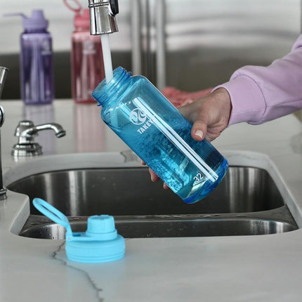 Takeya Tritan Sport Water Bottle with Spout Lid - BPA-Free & Dishwasher-Safe Water Bottle - Reusable Bottle with Lid Handle - Simple Leak-Proof Water Bottle - 32 oz, Breezy Blue