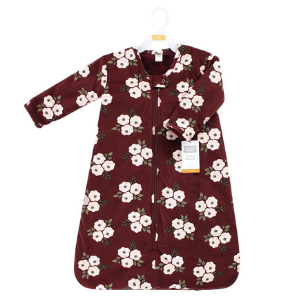 Gigoteuse à manches longues en fausse fourrure peluche Hudson Baby Unisexe pour bébé, couverture portable, motif floral bordeaux, 12-18 mois, motif floral bordeaux, 12-18 mois