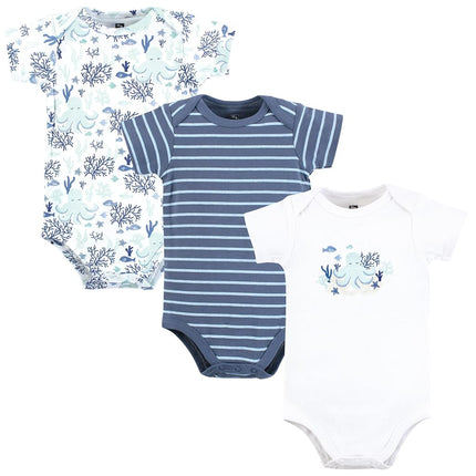Hudson Baby Unisex Baby Cotton Bodysuits, Mint Octopus, 0-3 Months