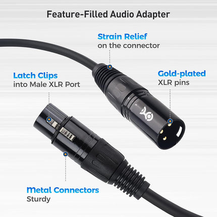 Cable Matters 2-Pack 3 Pin to 5 Pin DMX Lighting Cable - 6 Inches, 3-Pin Male to 5-Pin Female XLR/DMX Adapter Cable, Black