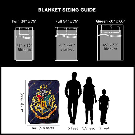 Northwest Harry Potter Micro Raschel Throw Blanket, 46" x 60", House Pinstripes