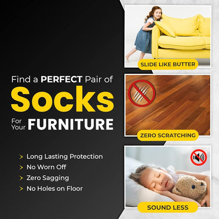 48 Pcs Grey Premium Chair Leg Socks Protectors for Hardwood Floors - Do not Easily Fall Off - Very Easy to Put on - Fits All Leg Shapes - High Elastic Bar Stool Leg Covers - Furniture Pads