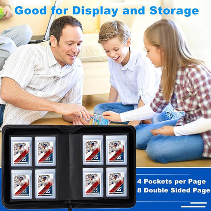 4 Pockets Card Binder for Semi Rigid Card Holders, Ringless Card Binder Album Holds 160 Semi Rigid Card Sleeves, Semi Card Holder Binder with Sleeves