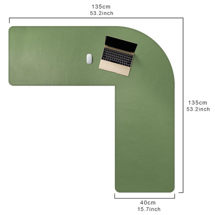 Mydours L-Shape Desk Pad, (135+135) x40cm Mega PU Leather Corner Computer Keyboard Desk Mat Blotter, XXL Large Gaming Mouse Pad for Home and Office Desktop (Green)