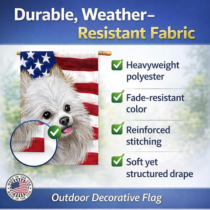 Caroline's Treasures CK6581CHF Japanese Spitz American Flag Flag Canvas House Size, Large, multicolor