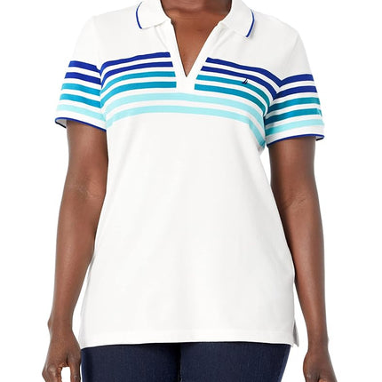 Nautica Women's Classic Fit Striped V-Neck Collar 