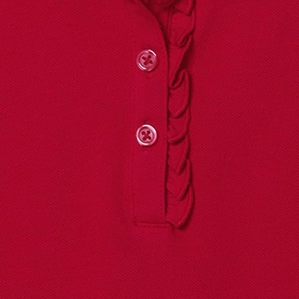 The Children's Place Girls Uniform Long Sleeve Ruffle Pique Polo Shirt, Ruby, X-Small US