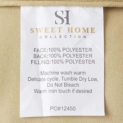 Sweet Home Collection 7 Piece Comforter Set Bag Solid Color All Season Soft Down Alternative Blanket & Luxurious Microfiber Bed Sheets, Camel, Queen