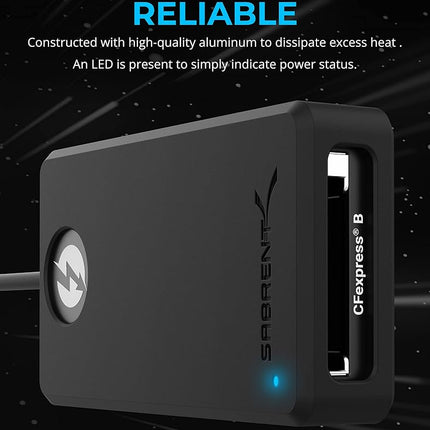 SABRENT Card Reader Thunderbolt 3 CF Express Type B Card Reader, Super Fast 40Gbps CFexpress Reader, USB Type C 3.2 Memory Card Adapter, Aluminum with Rugged Case (CR-T3CF)