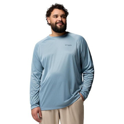 Columbia Mens PFG Terminal Tackle Long Sleeve Shirt, Dockside Blue Heather/Collegiate Navy, Medium