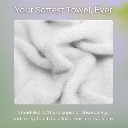Natureva Bamboo Bath Towels, Set of 6 | Super Absorbent, Quick Dry, Extra Plush | Bamboo Viscose & Zero-Twist Cotton | Thick & Soft Blend | 700 GSM Luxury Shower Bathroom Towel | Colour Chalk