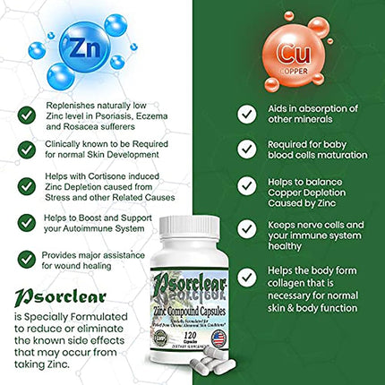 PSORCLEAR-For Psoriasis & Eczema Relief | A Proven Effective and All-Natural Product for Relief of Psoriasis Eczema and Rosacea That Works (120 Count Bottle)-Rated One of the Best!