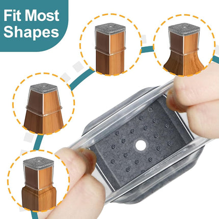 Ansible 24 Pcs Chair Leg Floor Protectors Square, Silicone Felt Furniture Leg Pads Caps Covers for Hardwood Floors (Fit:1-5/8" to 2")