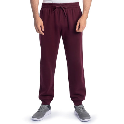 Pantalones deportivos Fruit of the Loom Eversoft Fleece con bolsillos, ajuste relajado, control de humedad, transpirables, tipo jogger, color granate, talla mediana