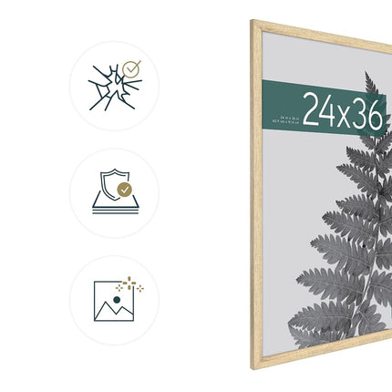 MCS Studio Gallery 61x91.5 cm (24x36 in) Poster Frame Natural Woodgrain, Vertical & Horizontal Wall Hanging Large Picture Frame for Photos, Posters & Art Prints (1-Pack)