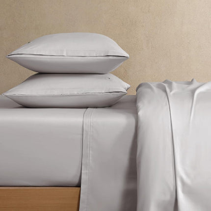 Lacoste 100% Cotton Percale Solid Sheet Set, Breathable, Cooling & Hotel Quality Sheets - Deep Pocket, Easy-Fit, Oeko-Tex Certified, Sleet, Full